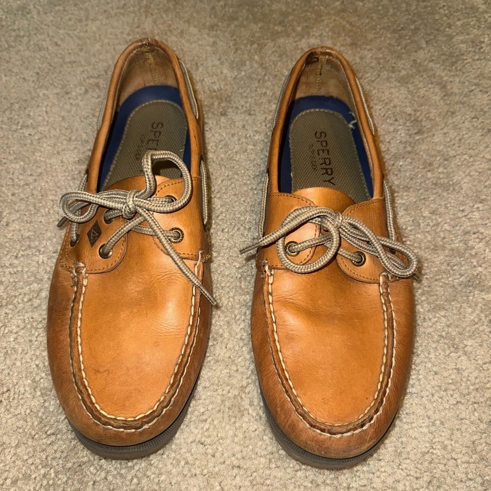 Sperry’s Top-Sider Leeward 2-Eye Boat Shoes Size 10.5W Leather Upper Tan